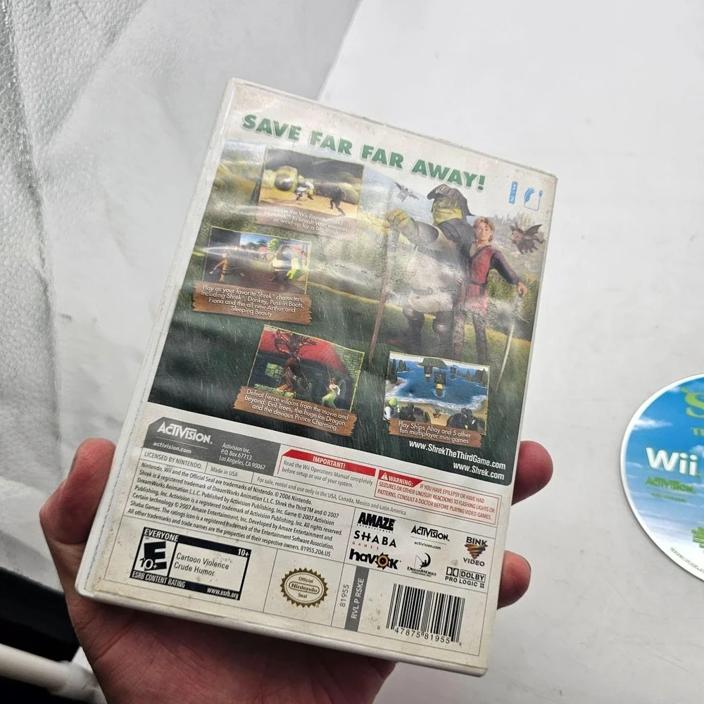 Shrek The Third Nintendo Wii Video Game Disc Case Activision E10+ NTSC-U/C